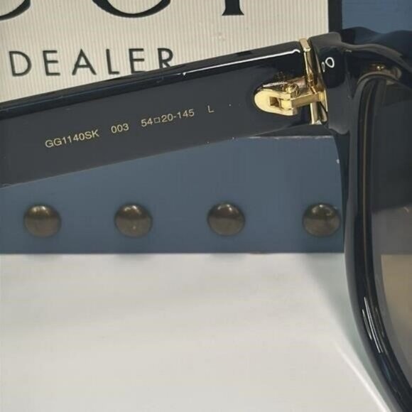 GUCCI GG1140SK-003 Unisex Classic Designer Sunglasses in Black & Gold/Brown 54mm - Picture 8 of 14